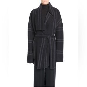 VINCE Striped Wool Blanket Coat, Size S